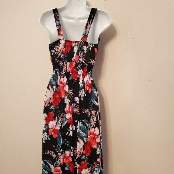 Women's Casual Sleeveless Smoked Floral Print maxi Dress Size L. - Picture 7 of 11